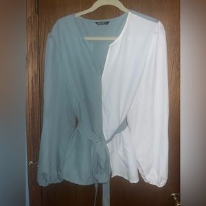 Green and white blouse